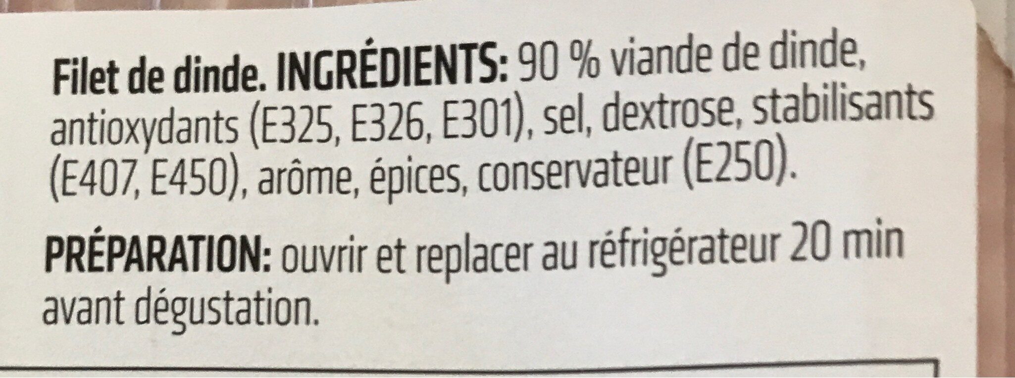 Filet de dinde - Ingrediënten - fr
