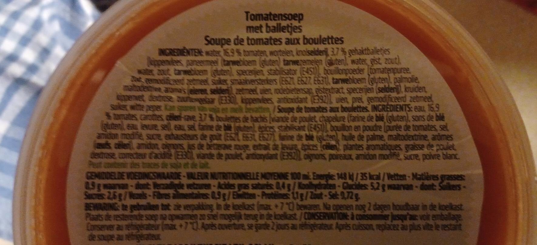 Soupe de tomates aux boulettes - Voedingswaarden - fr