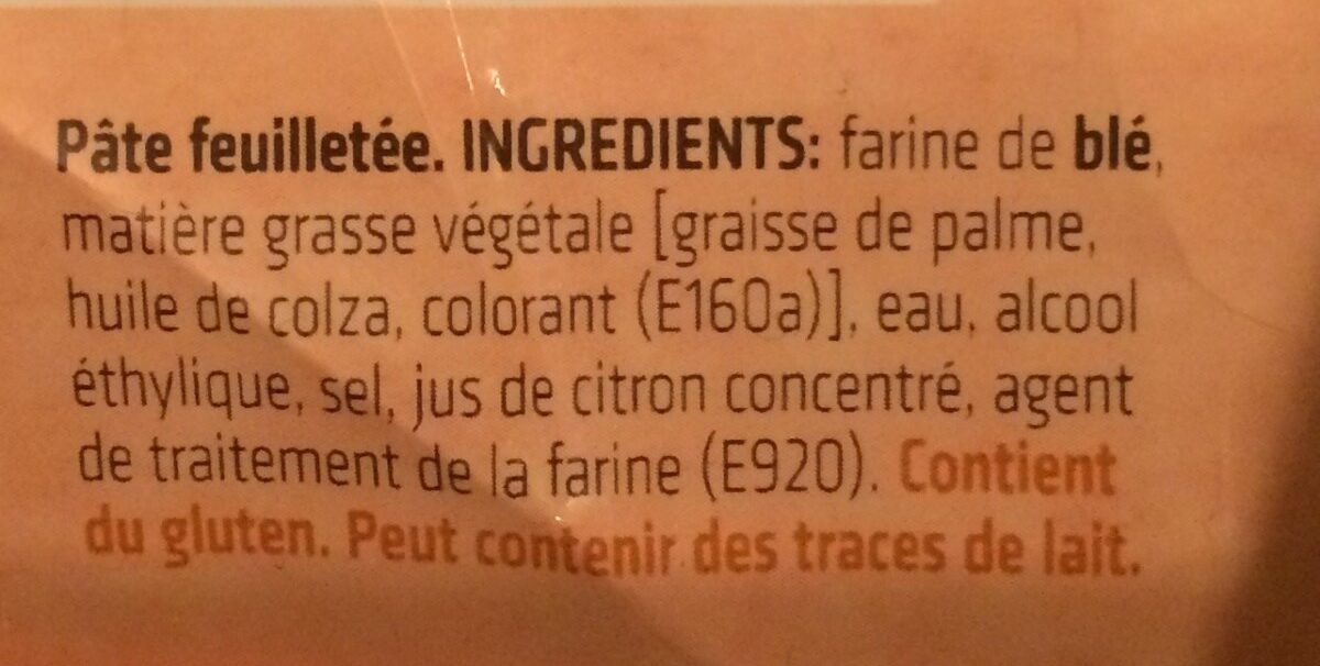 Pate Feuilletée - Ingrediënten - fr