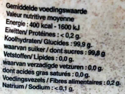 Sucre de canne semoule foncé - Tableau nutritionnel