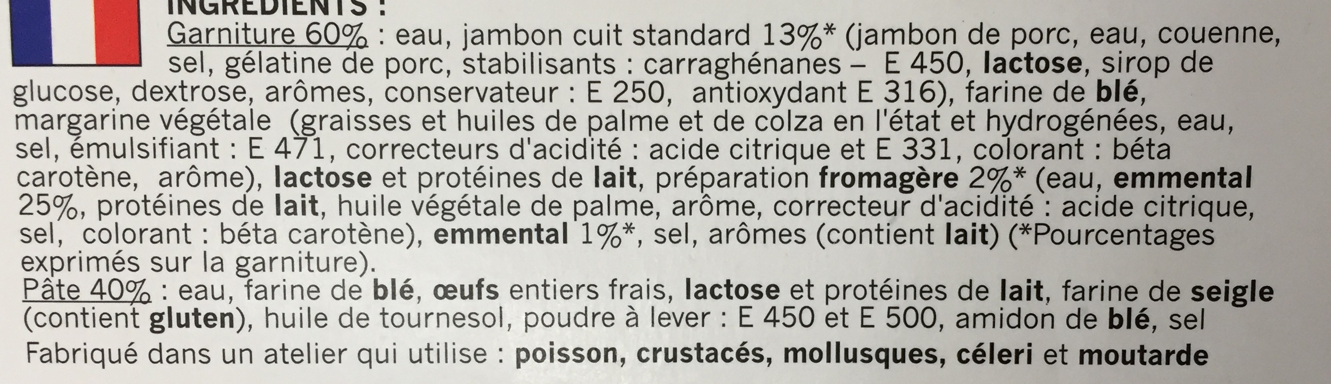 Crêpes jambon-fromage surgelées - Ingredienser - fr