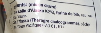 Portions de Filet de Colin d'Alaska panées, Surgelées (5 Portions) - Ingredients - fr