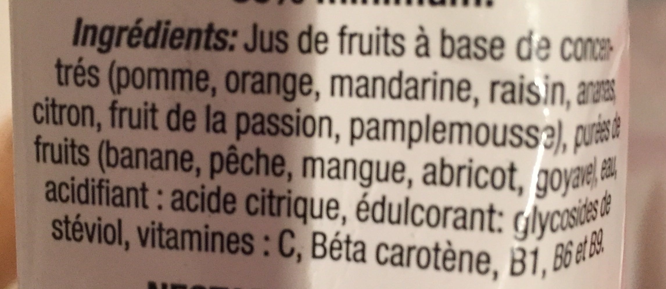 Nectar Multifruits - Ingrédients