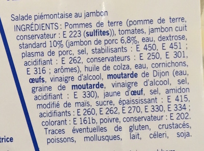 Piémontaise au jambon - Ingredienser - fr