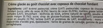 creme glacé Chocolat - Ingrédients
