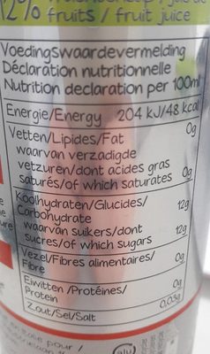 Organic sparkling juice drink - Nutrition facts