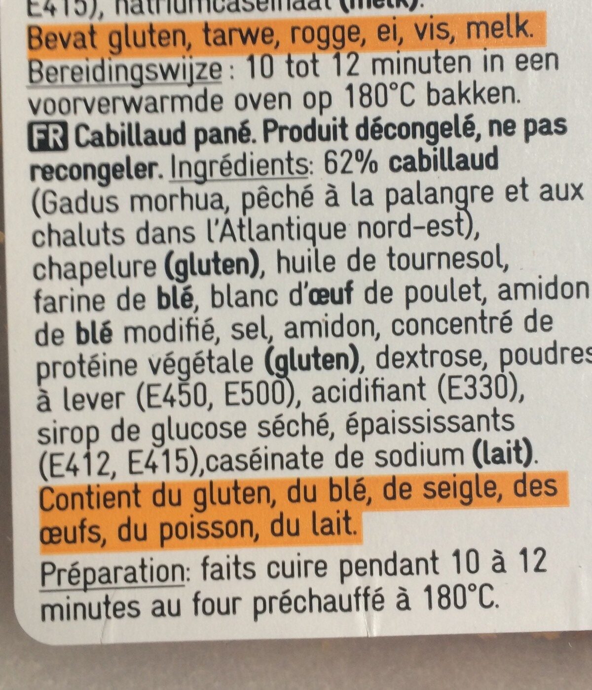 Cabillau pané - Ingrediënten - fr
