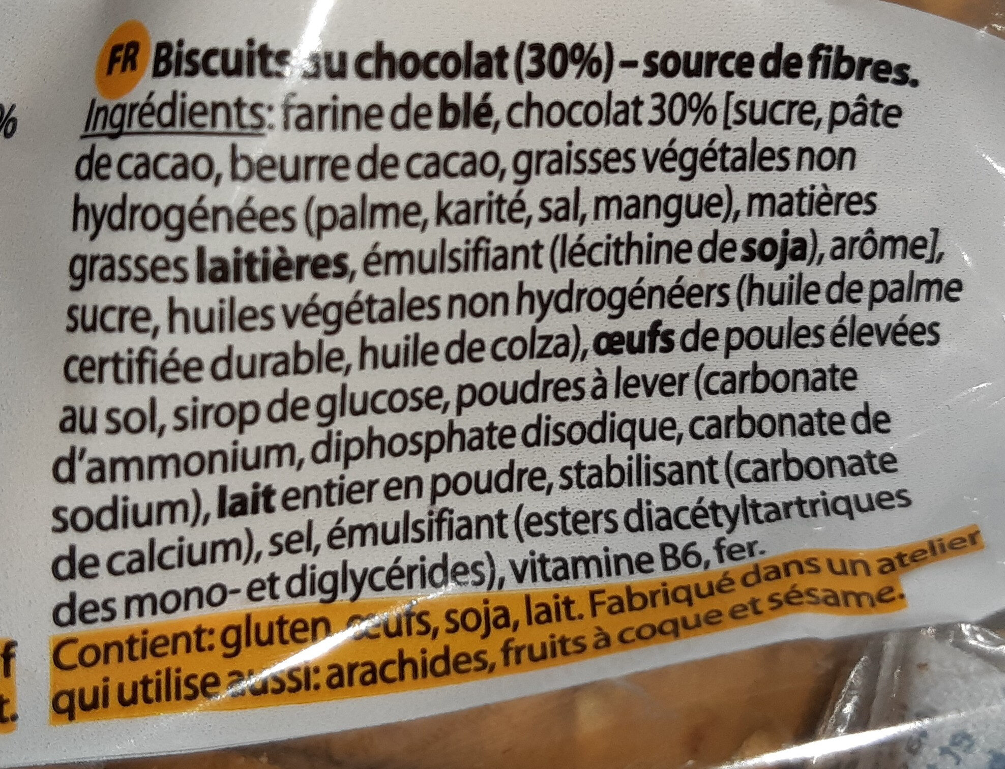 Choco as - Ingrediënten - fr
