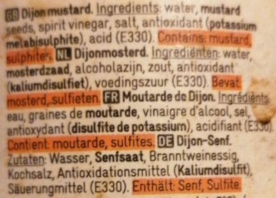 Dijon mustard - Ingrediënten