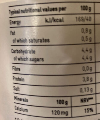 Natural yoghurt - Voedingswaarden - fr