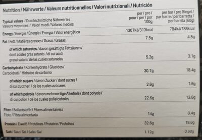 High protein chocolate caramel flavour bars - Nutrition facts - es