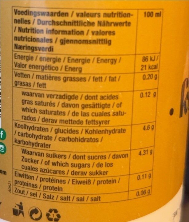 Kombucha ginger flavour - Tableau nutritionnel