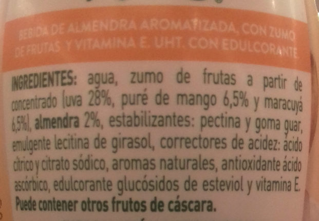 Almendra de Leyenda Mango-Maracuyá AdeS - Ingredients - es