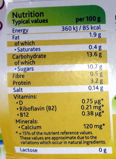 Velvet vanilla flavour - Nutrition facts