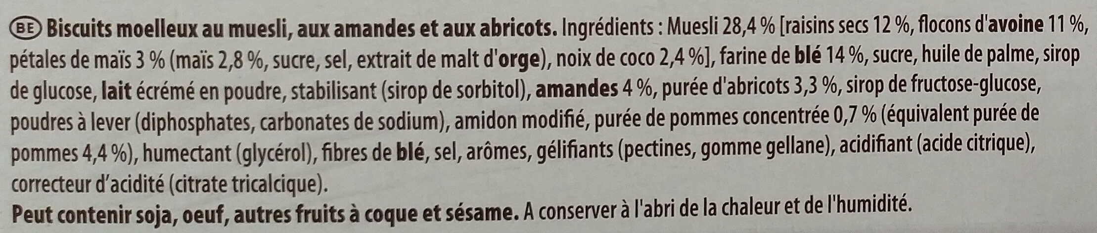 Grany Moelleux Amande-Abricot - Ingrédients