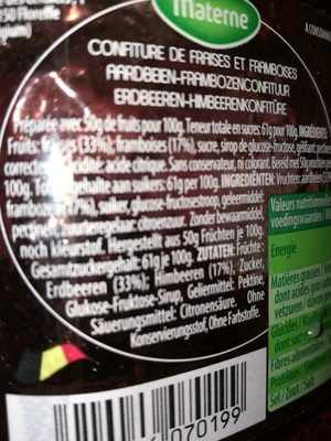 Confiture Fraises & Framboises - Ingrediënten