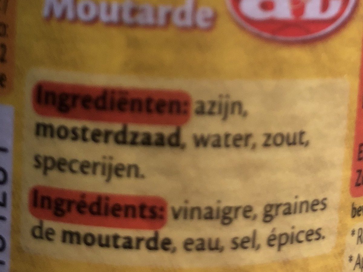 Moutarde - Ingrediënten - fr