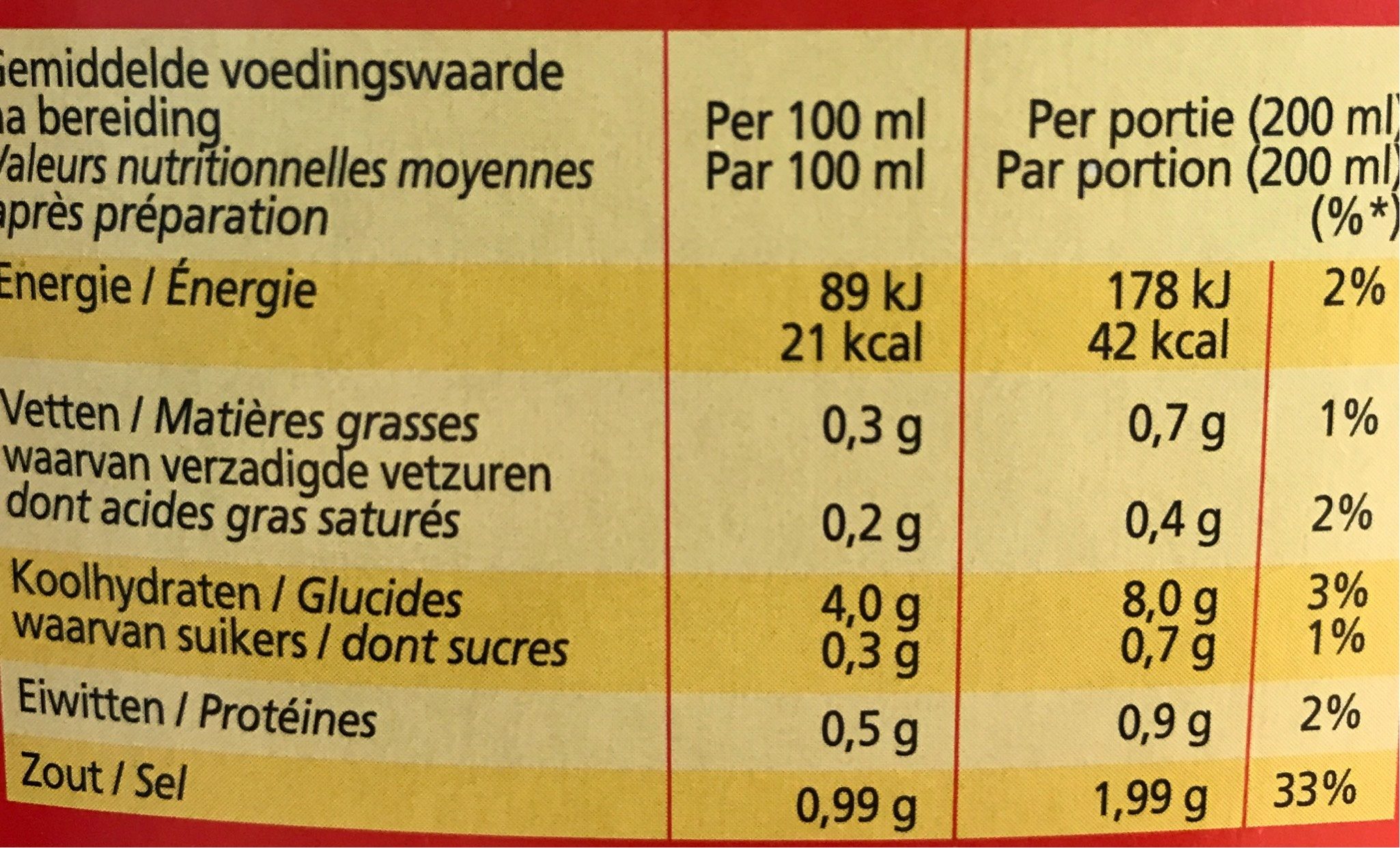 Soupe Royco Poulet Classique 25 Unités - Voedingswaarden - fr