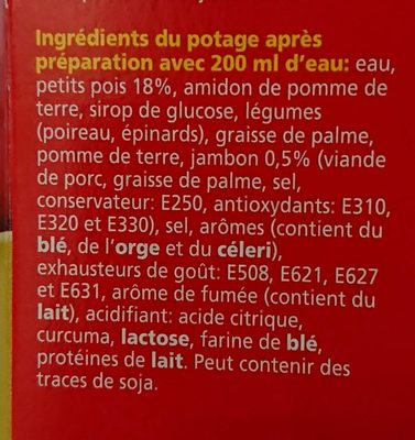 Soupe Royco Pois Cassés Jambon 25 Unités - Ingrediënten - fr