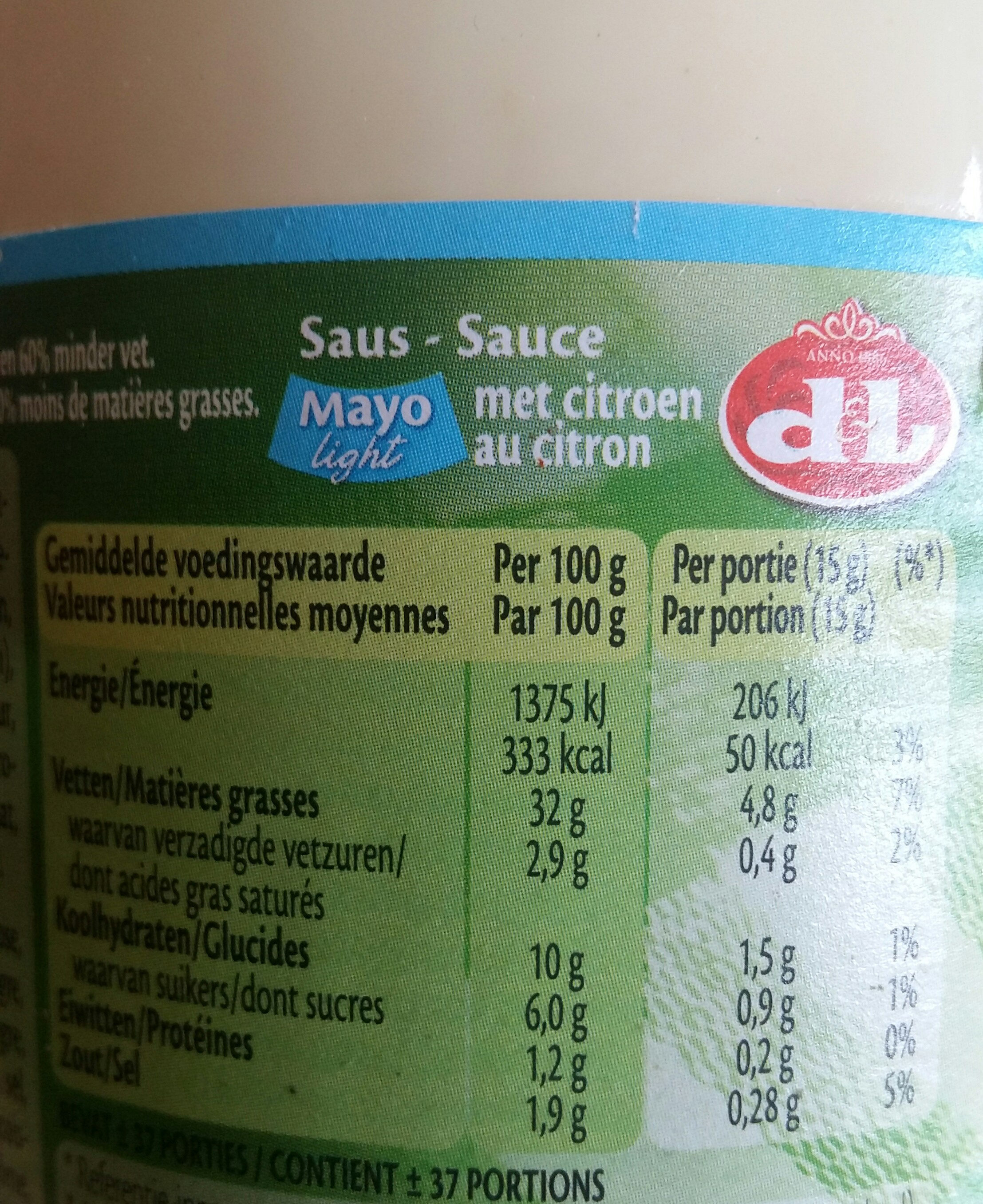 Mayo light - Voedingswaarden - fr