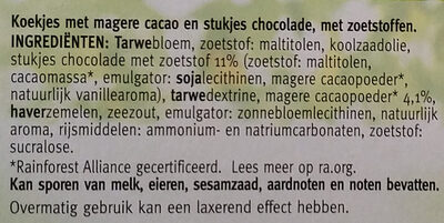 Céréal sans sucre chocolate chip cookie - المكونات - nl