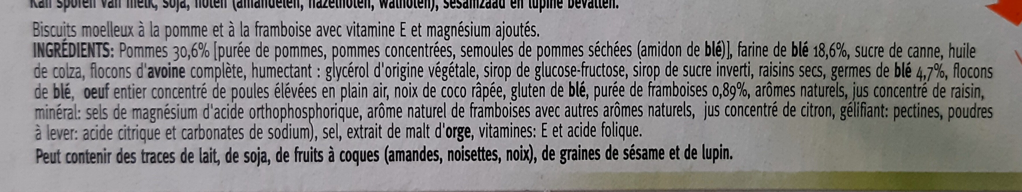 Biscuits Moelleux pomme framboise - Ingrédients