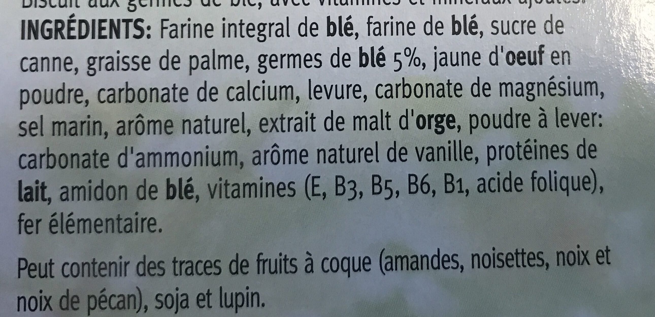 Céréal Biscuits Germes De Blé - Ingrédients