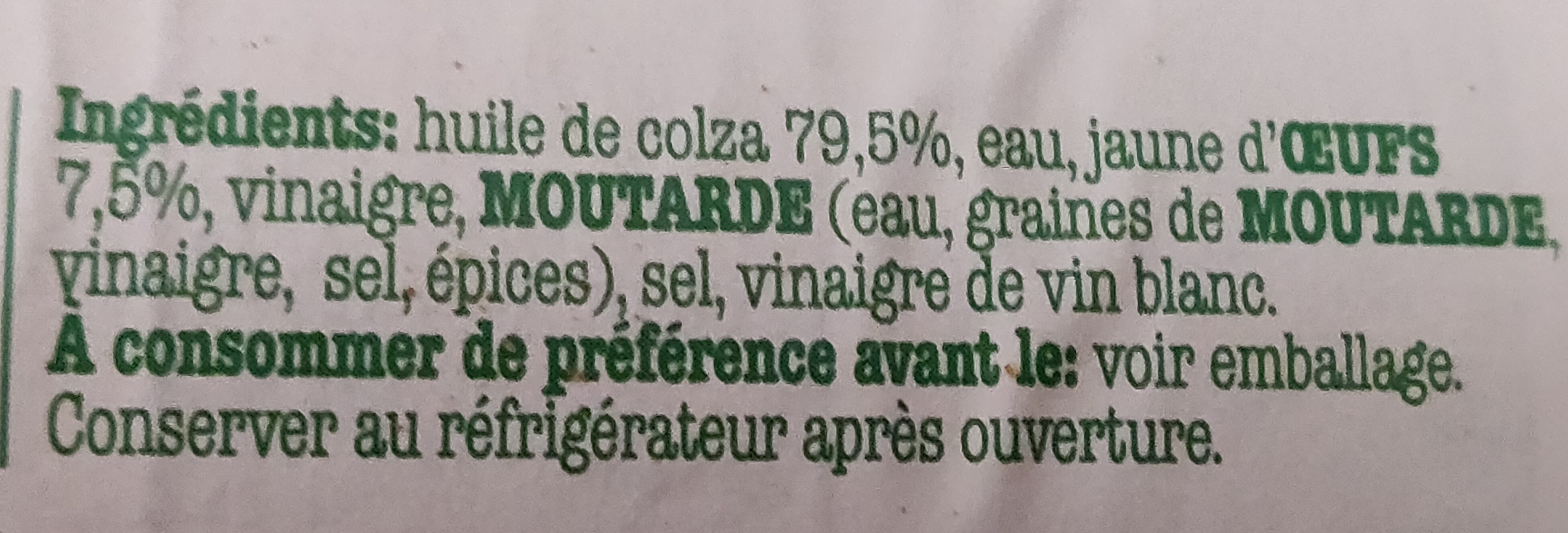 Vandemoortele mayonnaise - Ingrediënten - fr