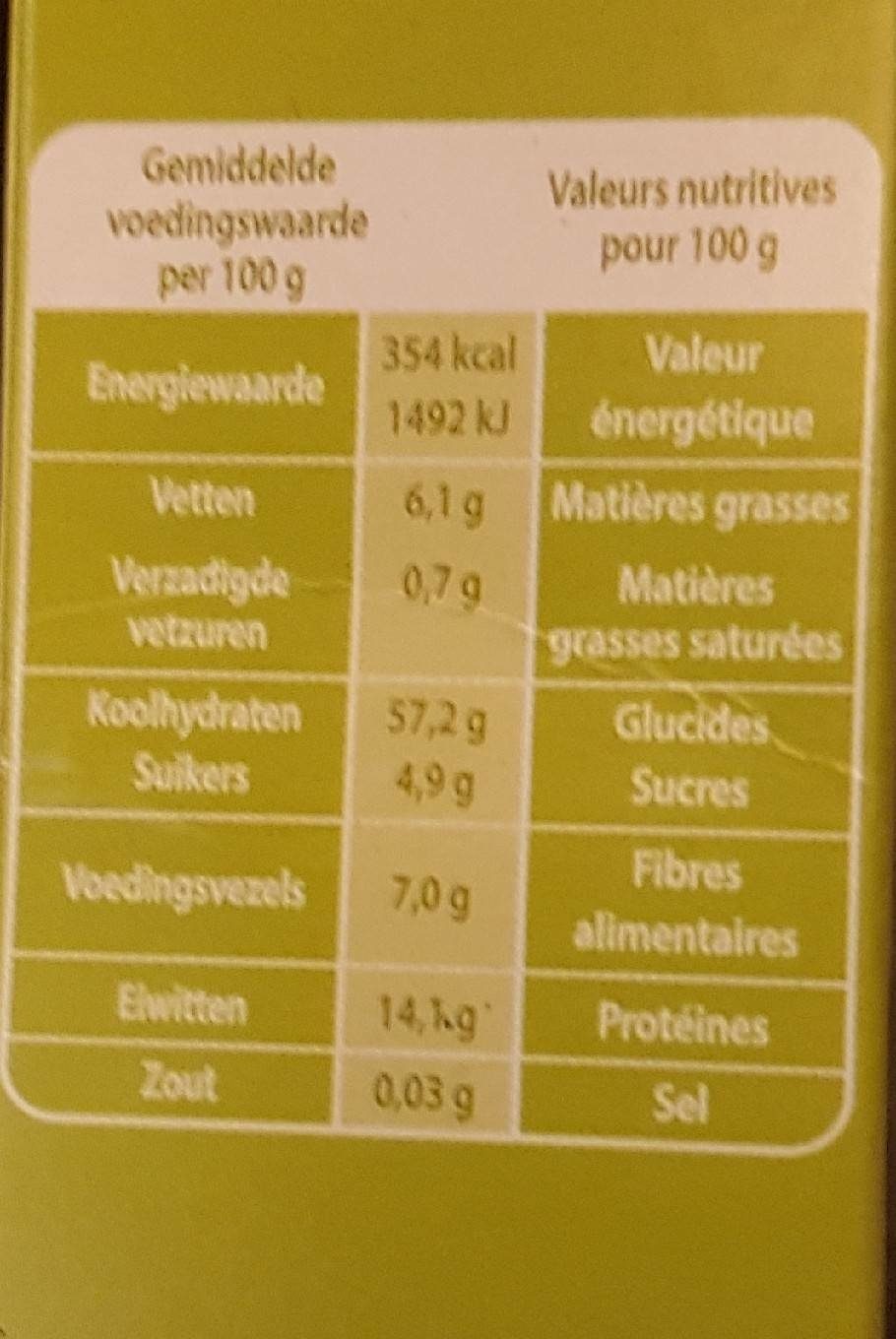 Quinoa Bio - Voedingswaarden - fr