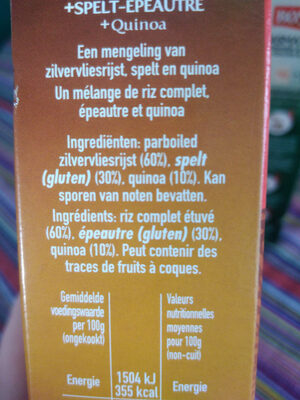 Brown rice + spelt-epeautre+Quinoa - Ingrédients