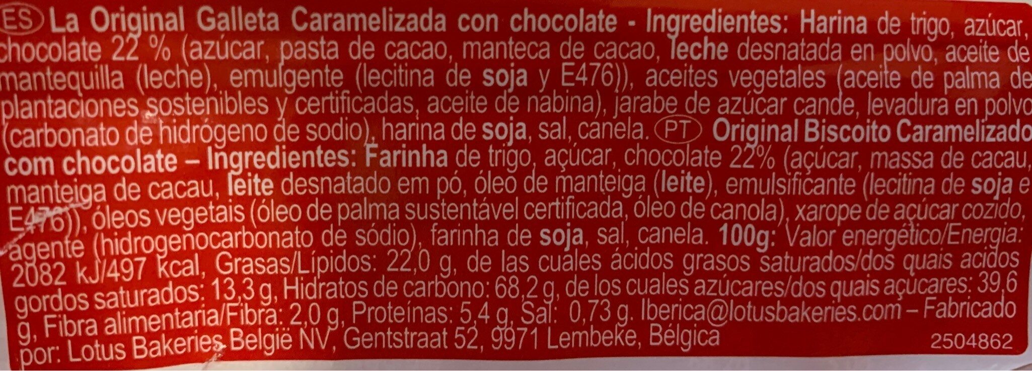 Galletas con chocolate - Informació nutricional - es