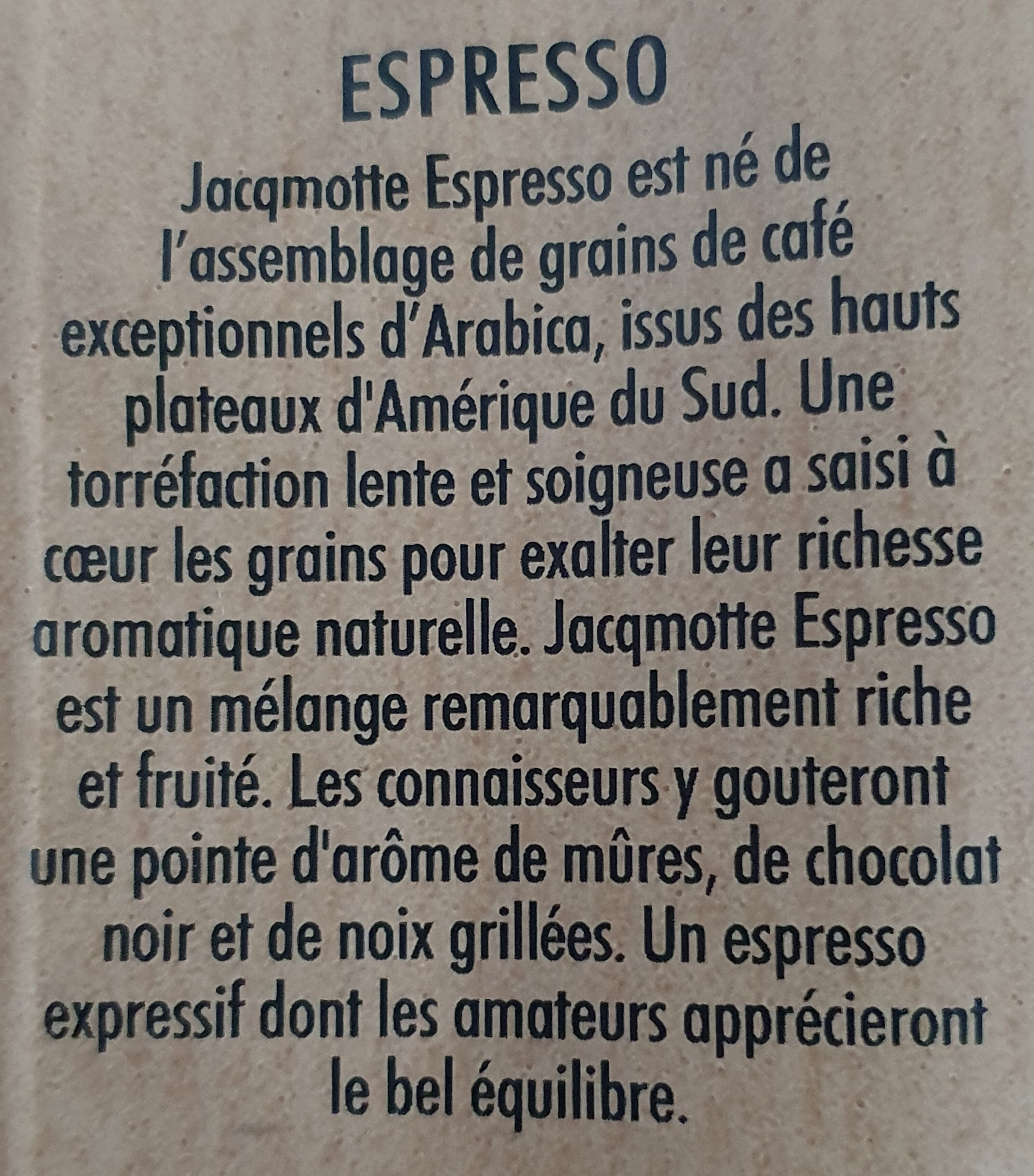 Espresso - Ingrédients