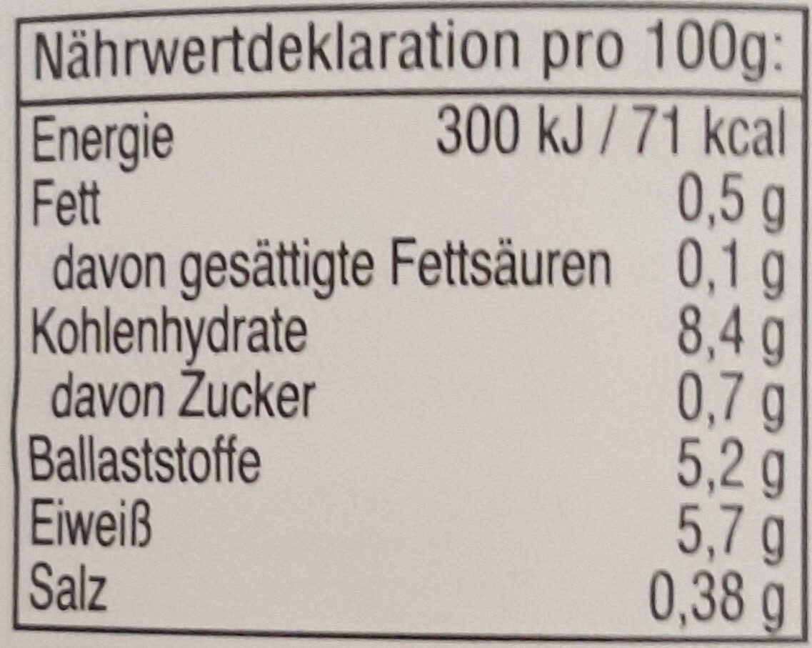 Große Bohnen weisse Kerne - Nutrition facts - de