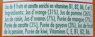 Jus Essentiels Vitamines power orange, pomme, ananas, mangue - Ingrédients