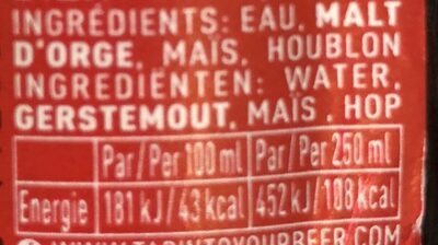 Liste des ingrédients du produit  Jupiler 25unknown