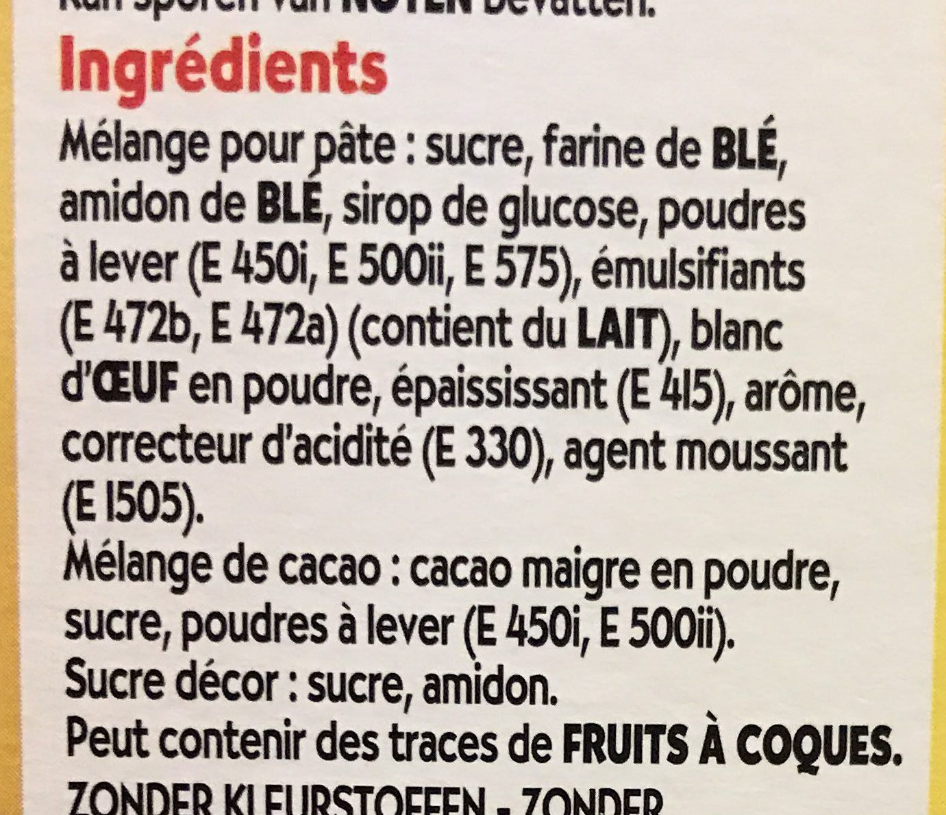 Cake Cœur de Nuage Marbré - Ingrédients