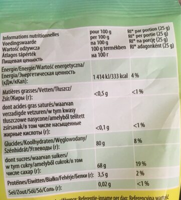 Chamallows - Tableau nutritionnel