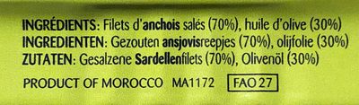 Filets d'anchois à l'huile d'olive - Ingrediënten - fr