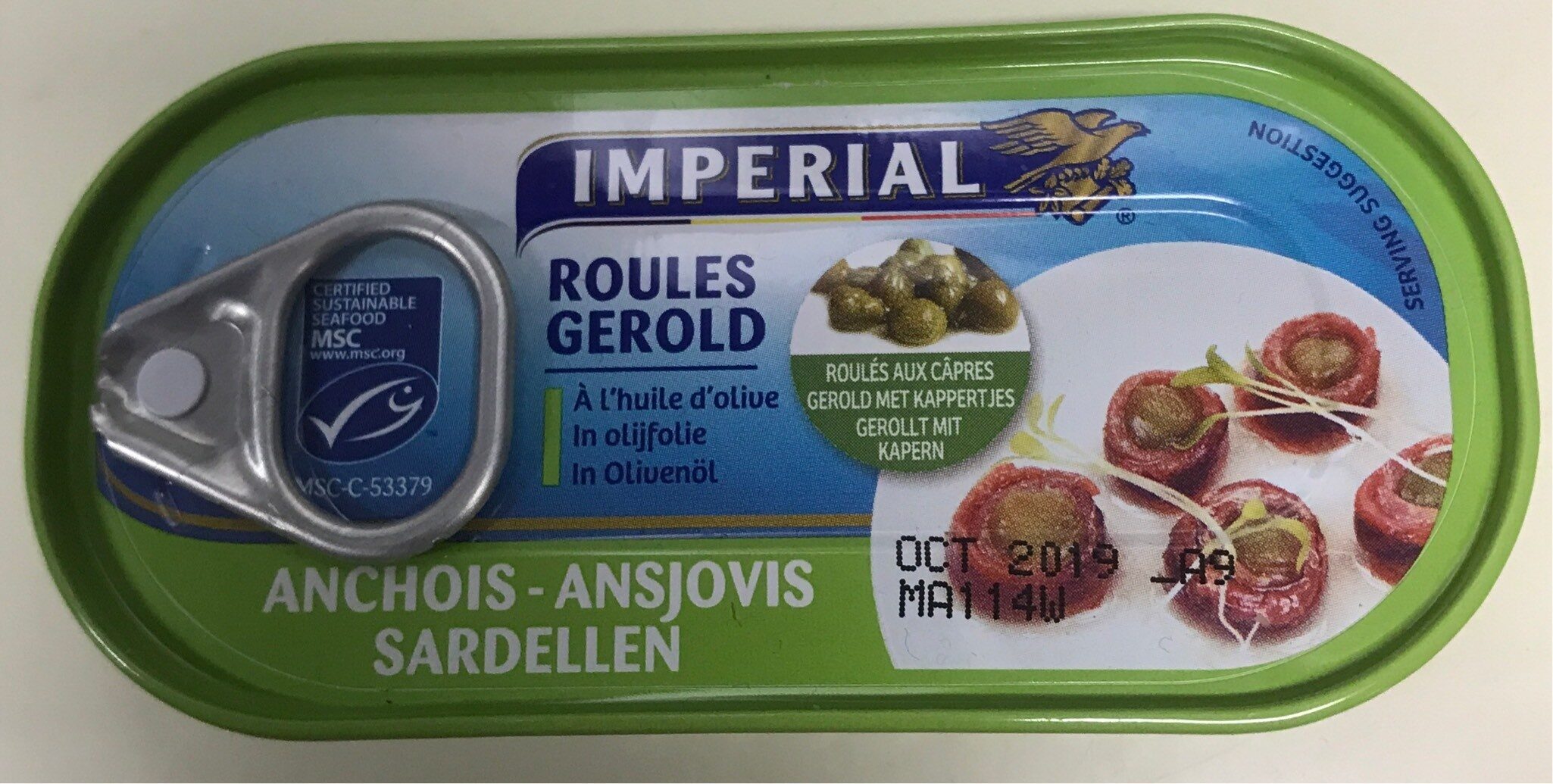 Ansjovis - in olijfolie - gerold met kappertjes - Product