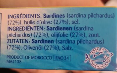 Imperial sardines - Tableau nutritionnel