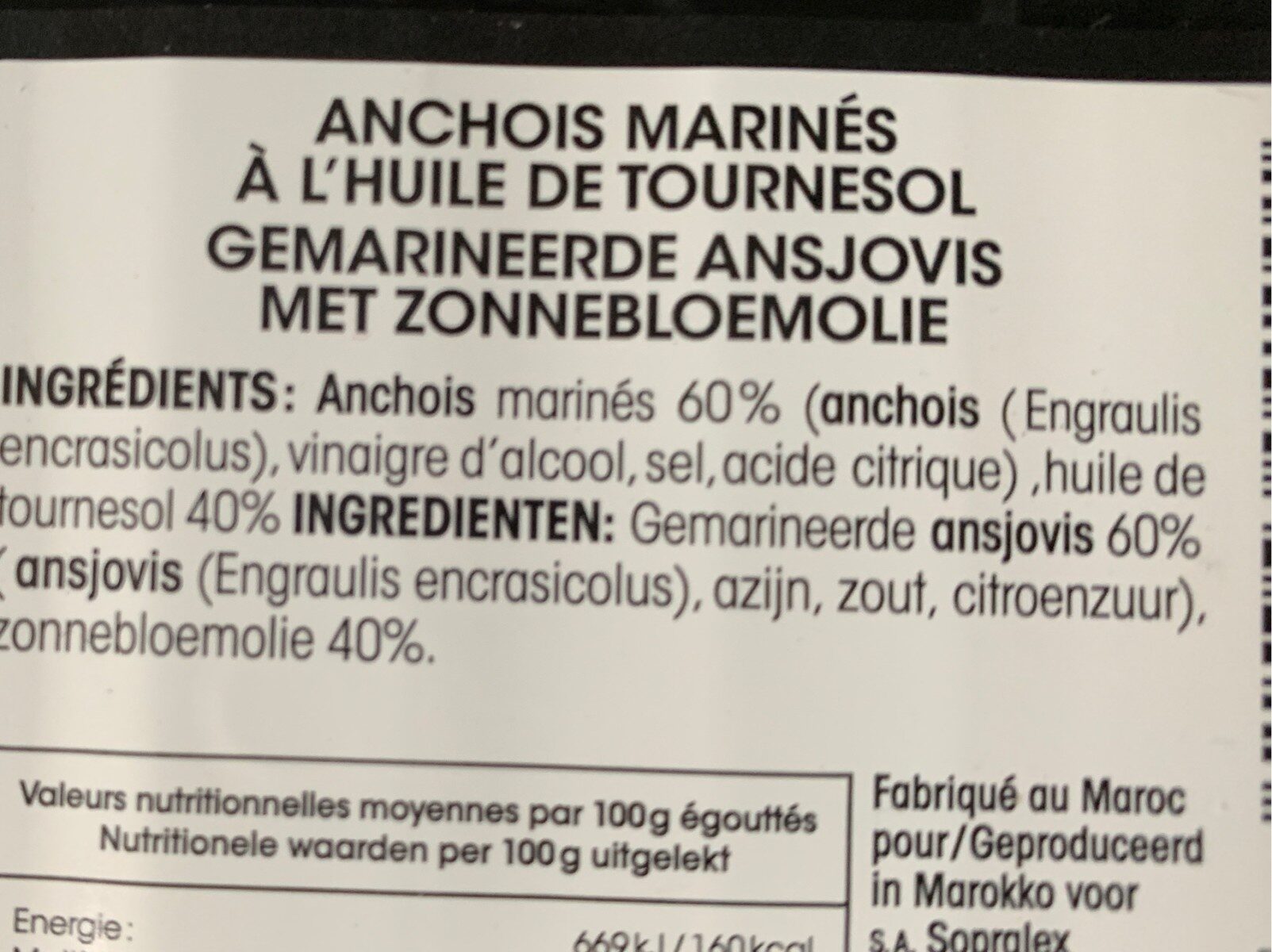 Anchois Marinés - Ingrediënten - fr