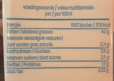 Creme fraiche - Tableau nutritionnel - nl