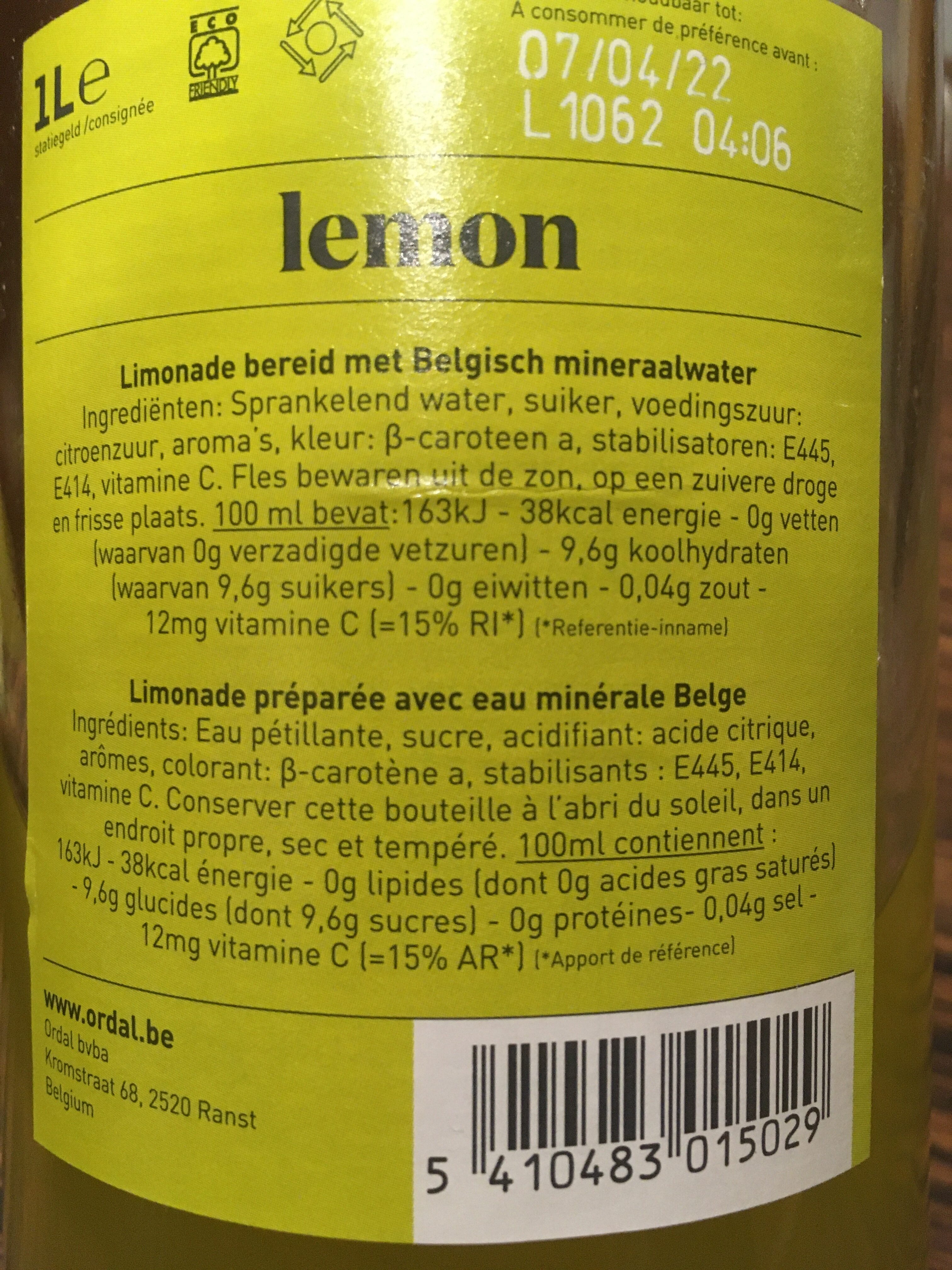 Ordal lemon - Ingrediënten - fr