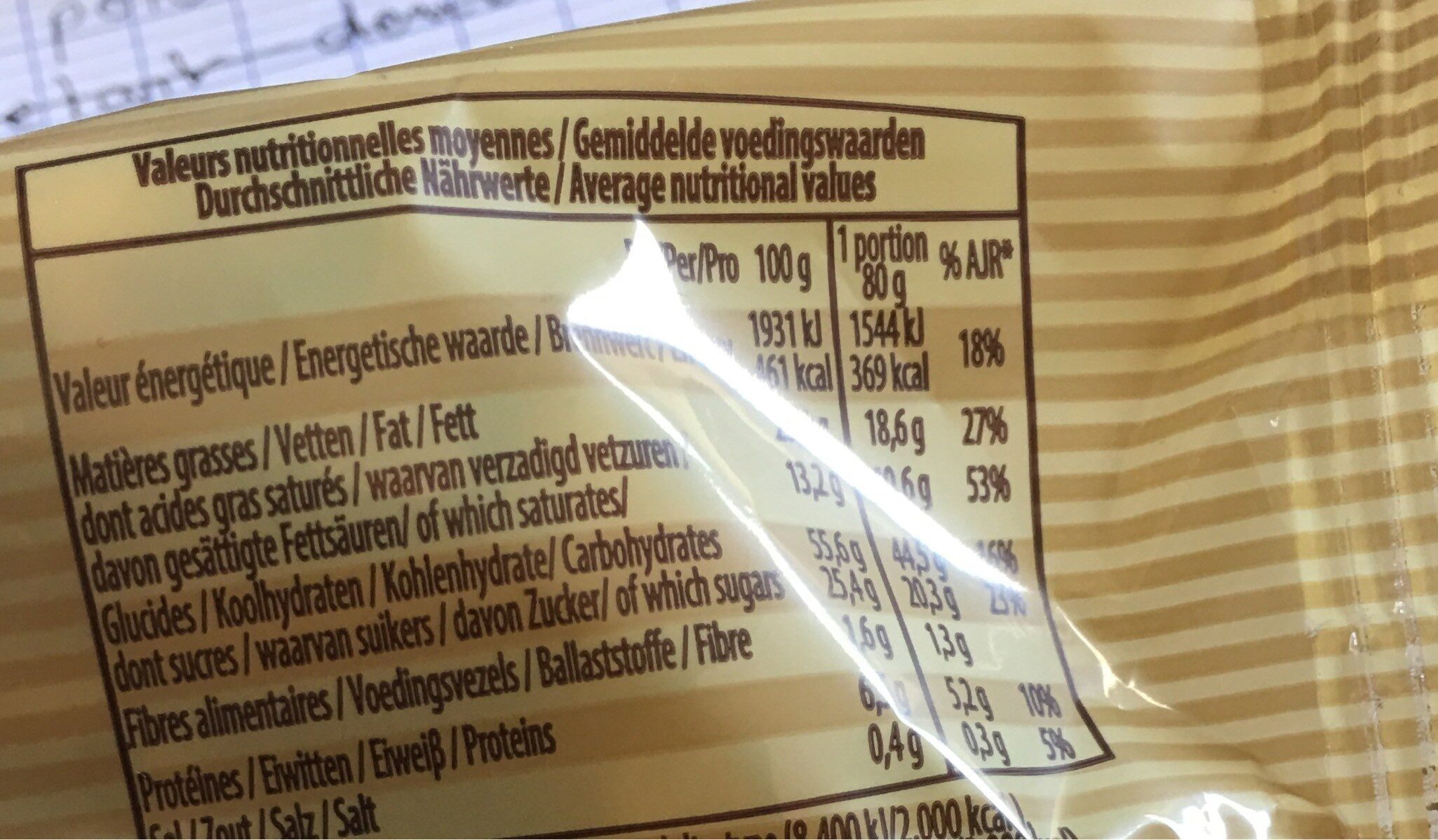 Gaufre vanille nappée goût cacao - Nutrition facts - fr