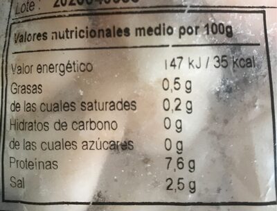 Gambas Peladas Crudas Congeladas - Nutrition facts - es
