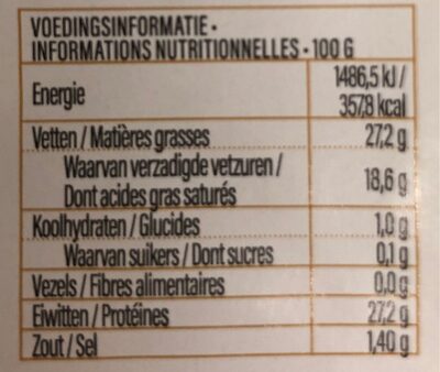 Emmental Râpé (45+) - Tableau nutritionnel
