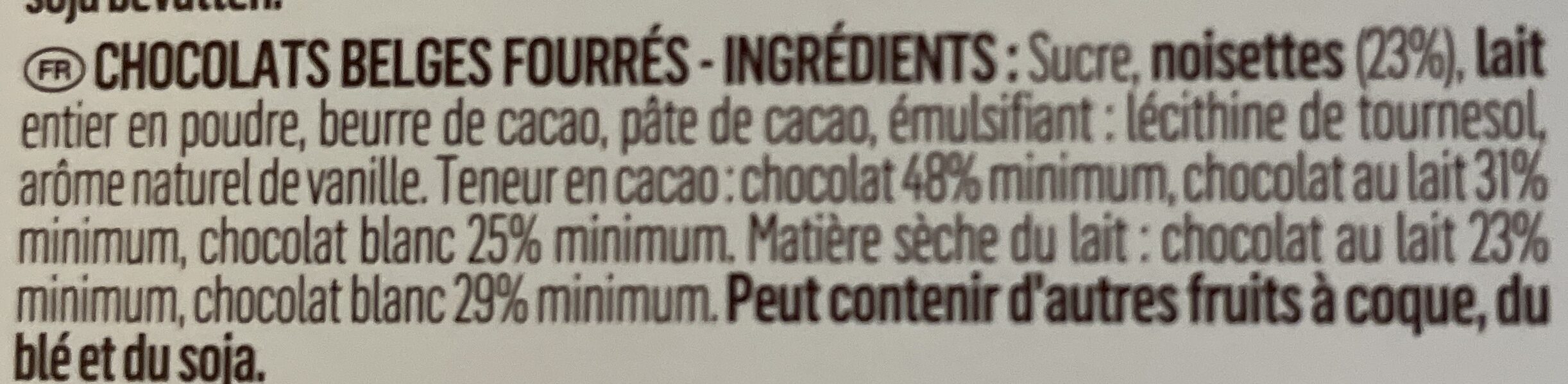 Belgian Chocolat - Ingrédients