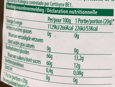 Abricots confiture extra - Tableau nutritionnel