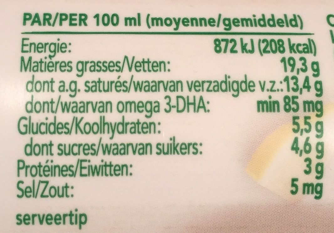 Omega 3 19% V.G. - Nährwertangaben - fr