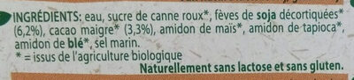 Organic bio postre de soja ecológico sabor chocolate - Zutaten - fr